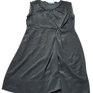 Samy Chalon Twist Front Silk Dress Womens Medium Raw Edge Gray